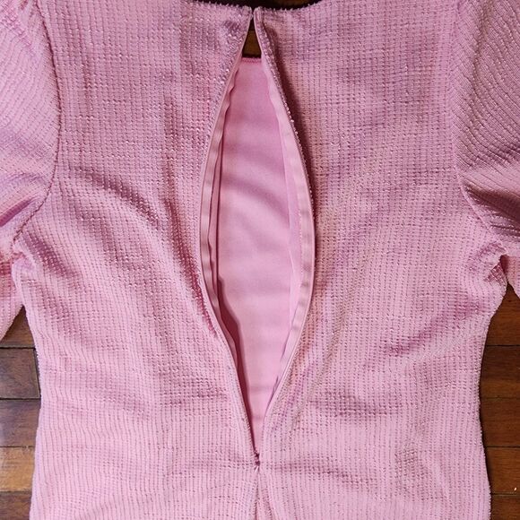 NEW She + Sky Pink Tweed Mini Dress with Red Bows - Size Large - Picture 7 of 7